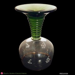 VINTAGE German ROEMER Green Beehive Stem Gold Rimmed Grapevine Etched Wine Glass