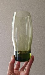 Vtg Libbey Perception Olive Green Curved Rocks Glasses, 2~10 Oz &2~16Oz, Set 4