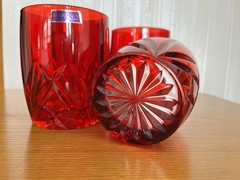 Set of 4 Waterford Crystal Marquis Brookside Red Double Old-fashioned Glasses