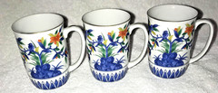 Vintage Lot 3 Japanese Porcelain Coffee Cups Mugs Daiichi Toki Takahashi Floral