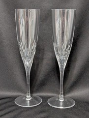 Waterford Marquis Claria Crystal Champagne Flutes 9″ Set of 2 Signed MINT
