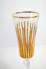 CC ZECCHIN Italian Murano Glass Gold Gilt Champagne Flutes Set Of 2