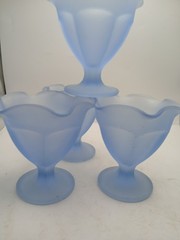 4 vintage glass indiana fluted fountain glasses 4» tall 3» fluted in diameter