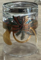 VTG 4 Set CULVER Yule Horn Bow Holiday Rocks Old Fashioned Glasses 14oz 22k Gold