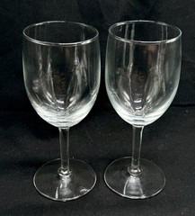 Clear Glass White Wine Goblets Set of 2 Stemmed Water Small 7in Chalice Glasses