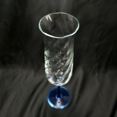 Imtrac Carousel Blue Champagne Flute 10in Clear Glass Swirl Optic Bowl Romania