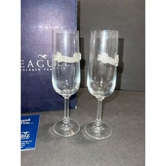 Seagull pewter wedding flutes wine glasses crystal rose engravable gift VINTAGE