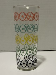 Vintage MCM Atomic Tumbler Drinking Glass 1950’s Waves Dots Tall