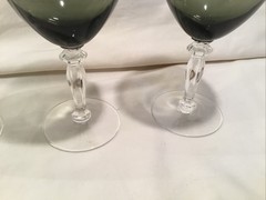 Tiffin ? “ Twilight “ Smokey Black Crystal Clear Base 4 Water /Wine Goblets