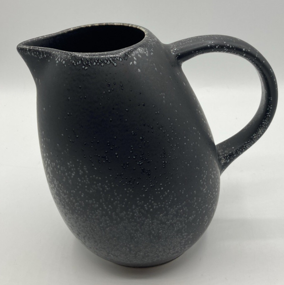 CRATE & BARREL Jars Tourron France Black Ceramic Pitcher 6 1/2” Tall 32 oz.