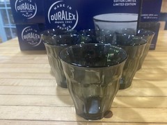 Set of 6 Duralex Gray Tumbler Gobelet Glasses Made in France Picardie NEW Grey
