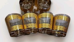 Kashmir Irene Pasonski Rock Wiskey Glasses-Set Of 8-22K Gold MCM Washington-Wow!