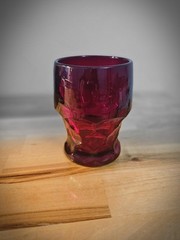 Vintage Anchor Hocking Ruby Red Viking Georgian Honeycomb Juice Glass