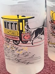 Libbey Frosted Cocktail Tea Glasses Early Transportation Theme Vintage Set Of 6