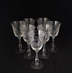 Tiffin Franciscan LINDA (Older) Cut Crystal Water Goblets Stem 17378 ~ Set of 7