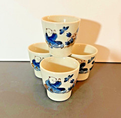 4 Japanese Tea Sake CUPS Ceramic Shot Glasses Asian Oriental Barware Set 1.75″
