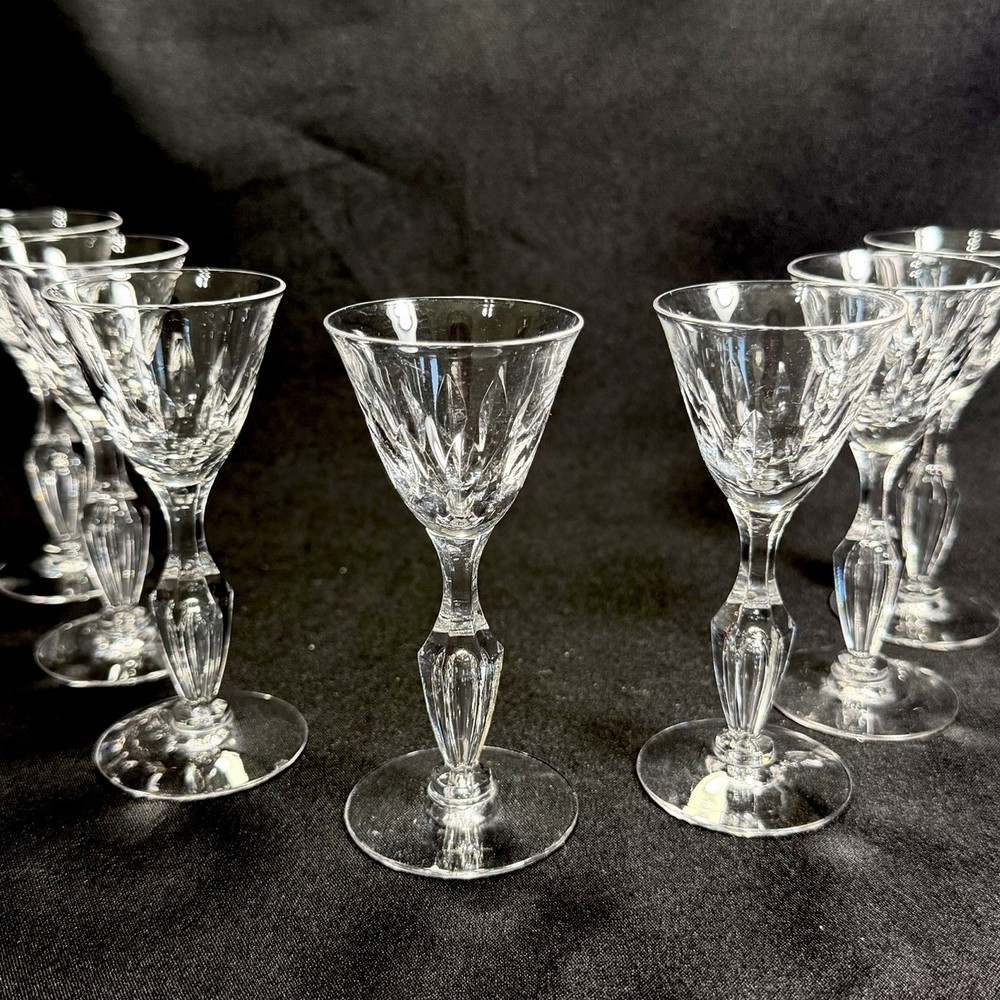 7 Tiffin Franciscan Festival Cordial Glasses Crystal Air Bubble Stem 4 3/8”T
