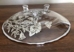Vintage Silver City FLANDERS Poppy Overlay Crystal Serving Dish 71/2″ -EXCELLENT
