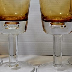 Winterthur Jewel Tone Amber 12oz Water Wine Goblets 8.25” Handblown Glasses – 4