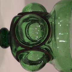 Green Art Glass Hand Blown Goblet Set, 4-Piece Glass Stemmed Goblets.