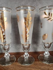 Autumn Gold Leaf Pilsner Stemmed wine glasses beer glass barware set of 4