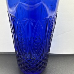 (4) Arcoroc Royal Sapphire Cobalt Blue Beverage Glasses Palm Leaf France 14oz