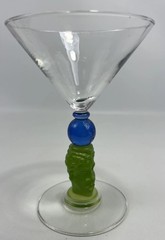 Vintage 1996 Richard Jolley Glass Bombay Sapphire Martini Glass Art Glass Stem
