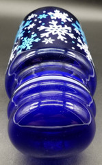 VINTAGE Libby’s Cobalt Blue Glass Canister Storage Jar 7″ With Snowflakes