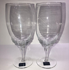 Set of 2 Mikasa Swirl Clear Iced Tea Glasses/Goblets 8 5/8” Tall Holds 22 Ounces