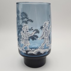 Vintage Libbey Dutch Blue Mary Gregory Tumblers Set of 5 Children Dog Butterfly