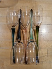5 Vintage Handblown Multicolored Long Stemmed Footless Champagne Toasting Flutes