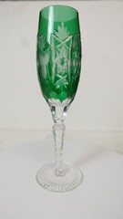 Marsala by Ajka Cut to Clear Fluted Champagne Glasses Grapes Fans Stars Design