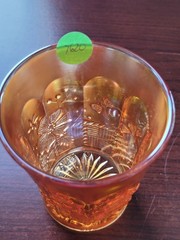 Pretty Marigold Northwood Carnival Glass Springtime Pattern Tumbler