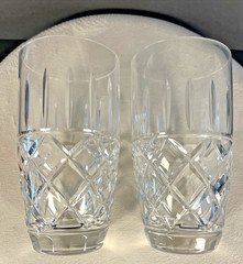 Heavy Crystal 5.75” Tall Highball Water Glasses Diamond & Vertical Cuts Set of 4