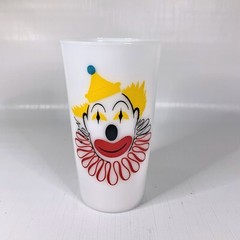 Vintage 1950s Circus Clown Tumblers Hazel Atlas Milk Glass Bozo Set 4 Novelty
