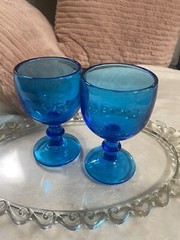 Imperial Glass Hoffman House Antique Blue Water Goblets Pair (1c) 5.8inch