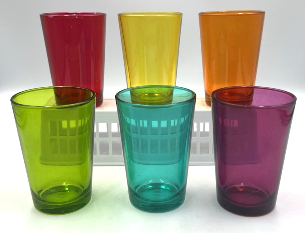 6 Paşabahçe Palaks Jewel Tone Multicolor Tumbler Set 6 oz Turkey Vintage 60s
