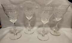 Amesbury Water Goblets Rock Sharpe Stemmed Set of 4 Libbey Lattice Flowers