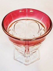 2 Ruby Red Flash Thumbprint 3 1/2″ Fluted Cups With Handle
