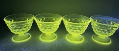 VTG Set Of 4 Fostoria American Cubist Manganese Glass 3 1/8” Footed Sundae Cups