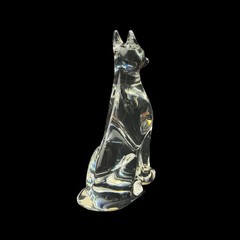 Authentic Baccarat France Clear Crystal Egyptian Dog Figurine Sculpture 6.5”