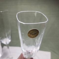 (4) Cristal France LONG CHAMP Lead Crystal Champagne Flutes Glasses