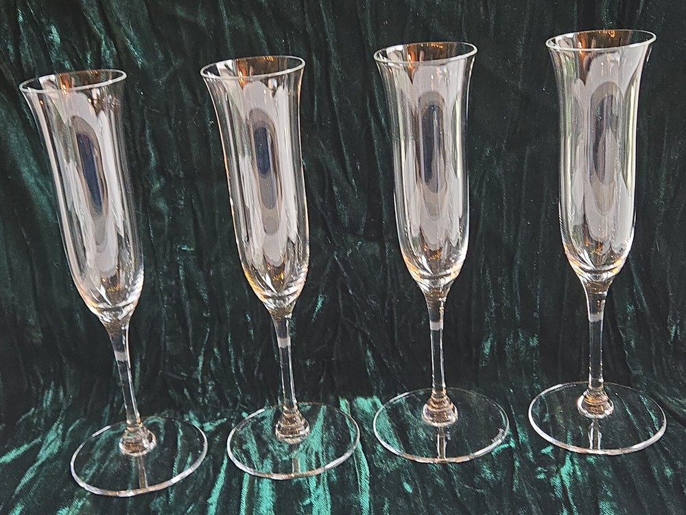 4 Ravenscroft Crystal Grappa Cordial Stemmed Flute Glasses Signed Exc Lot Set