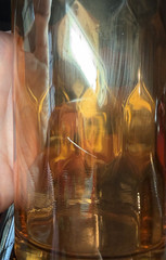 Vintage Jeannette Hex Optic/Honeycomb Peach Luster Carnival Glasses Set of 6