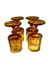 Colony Nouveau Gold 6oz Midcentury Amber Juice Glasses Set Of 4 By Indiana Glass