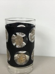 Set of 2 Vintage Mid Century Modern Black And Gold Glasses W/ Georgia Gold 1830