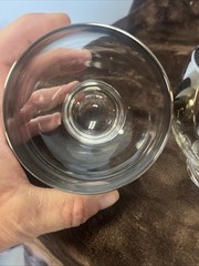 Lot Of 3 Silver Fade Wide Band Double Old Fashion Glasses Footed
