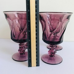 Fostoria Glass Co. JAMESTOWN PURPLE Set 4 Footed Water Goblets~5 7/8″ tall-1960