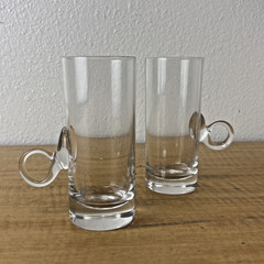 VINTAGE LENOX SIGNED CLEAR GLASSES / MUGS W / HANDLE *SET of 2*