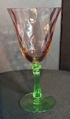 TIFFIN MCDONALD DIAMOND OPTIC WATERMELON STEM WINE/ CHAMPAGNE GLASSES